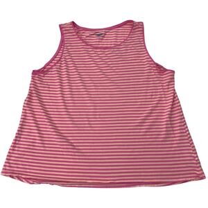Old Navy XXL Pink Orange Striped Sleeveless Cotton Tank Top Stretch Loose Fit